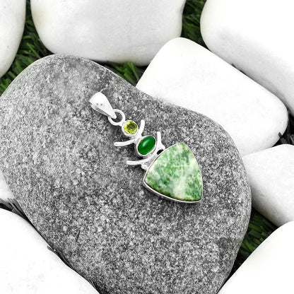 Natural Dioptase, Green Onyx & Peridot Pendant P-1593 SDP118125
