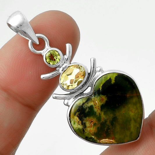 Heart Chrome Chalcedony, Citrine & Peridot Pendant P-1593 SDP118127