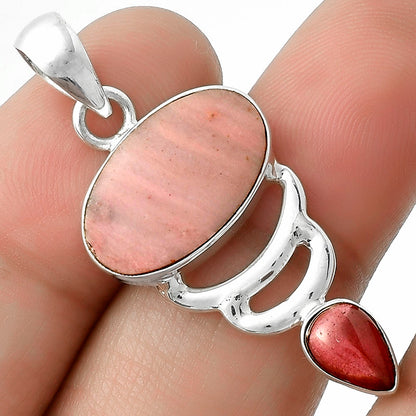 Natural Pink Tulip Quartz & Garnet Pendant P-1693 SDP118136