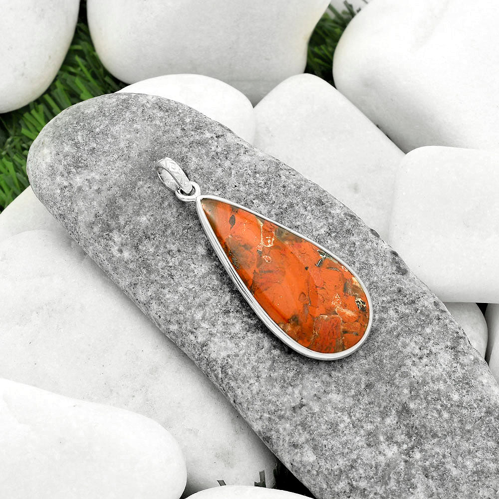 Natural Red Brecciated Jasper Pendant P-1001 SDP118297