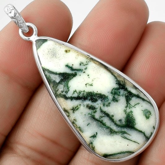 Natural Tree Weed Moss Agate - India Pendant P-1001 SDP118336