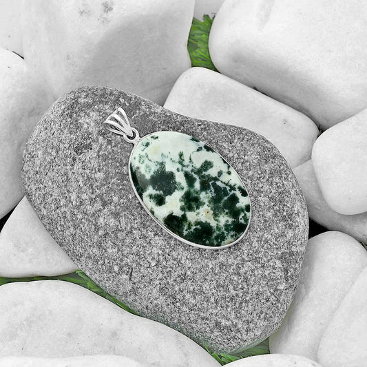 Natural Tree Weed Moss Agate - India Pendant P-1001 SDP118390