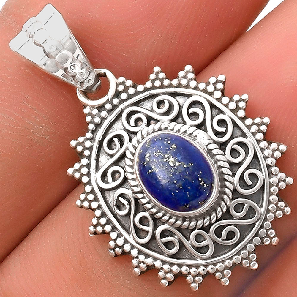 Filigree Natural Lapis Afghanistan Pendant P-1214 SDP118651