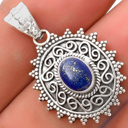 Filigree Natural Lapis Afghanistan Pendant P-1214 SDP118651