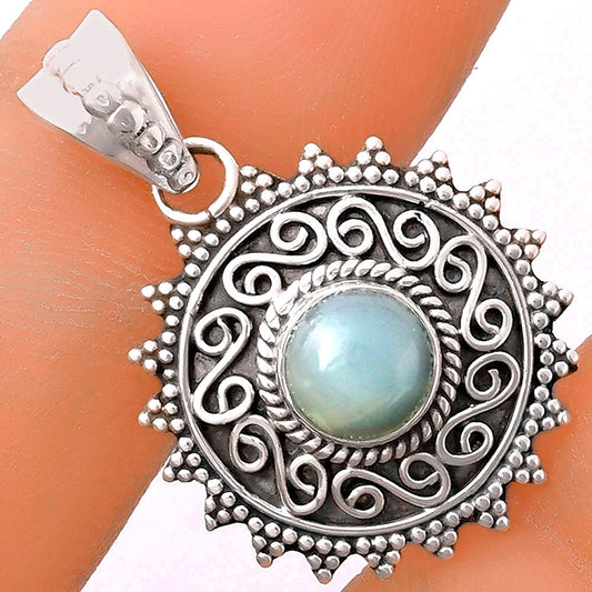 Filigree - Natural Blue Chalcedony Pendant P-1214 SDP118654
