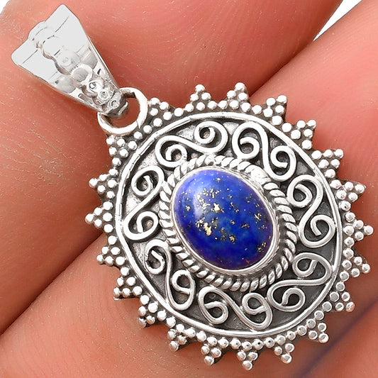 Filigree Natural Lapis Afghanistan Pendant P-1214 SDP118656