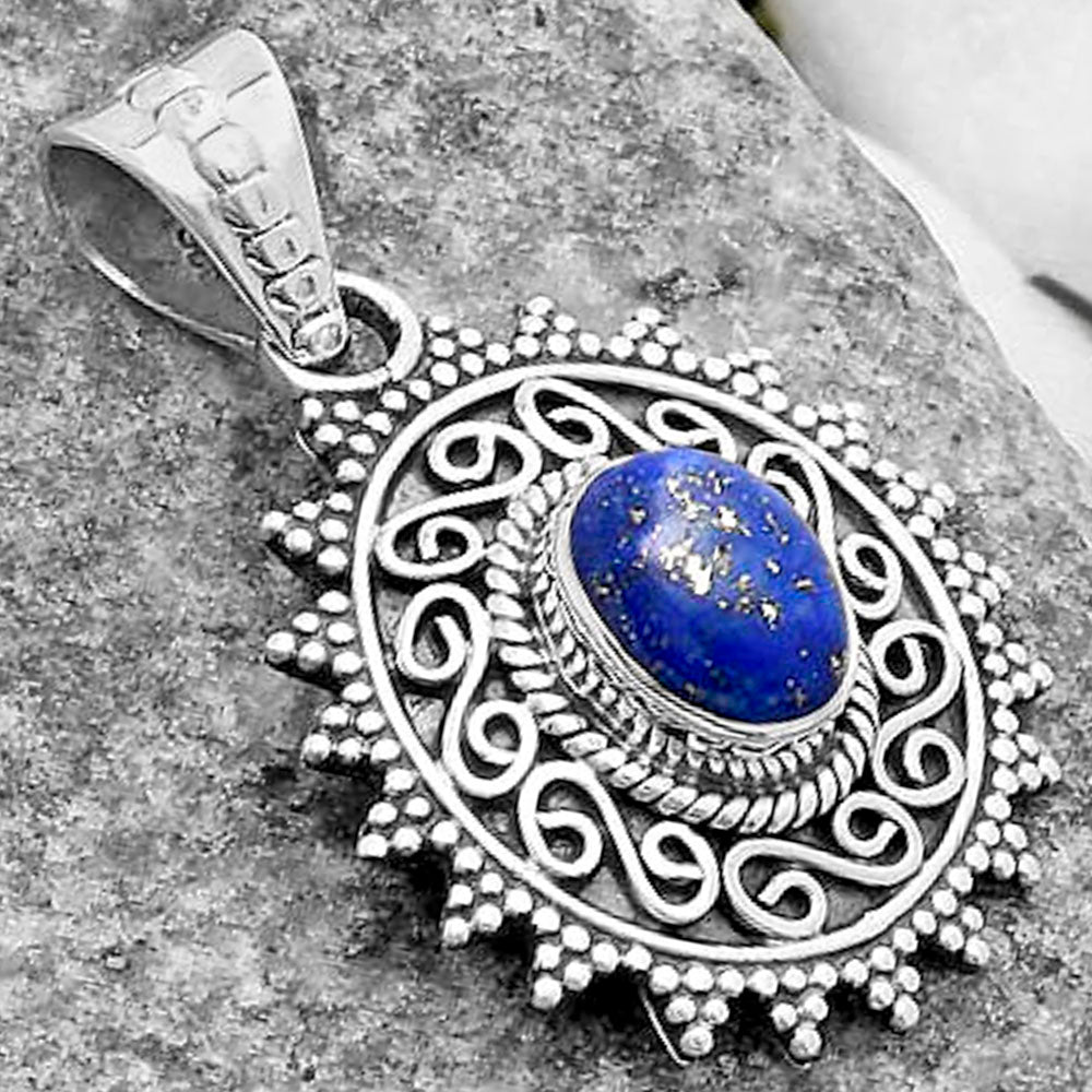 Filigree Natural Lapis Afghanistan Pendant P-1214 SDP118656