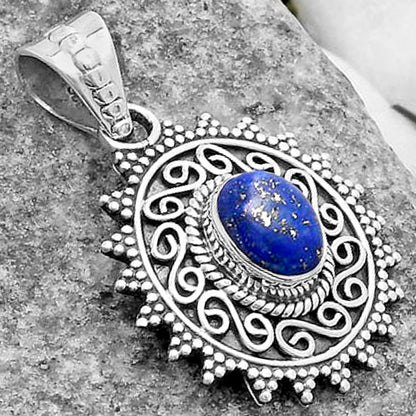 Filigree Natural Lapis Afghanistan Pendant P-1214 SDP118656