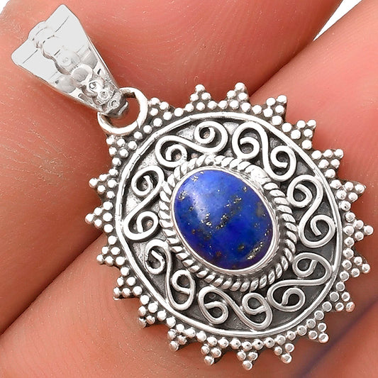 Filigree Natural Lapis Afghanistan Pendant P-1214 SDP118657