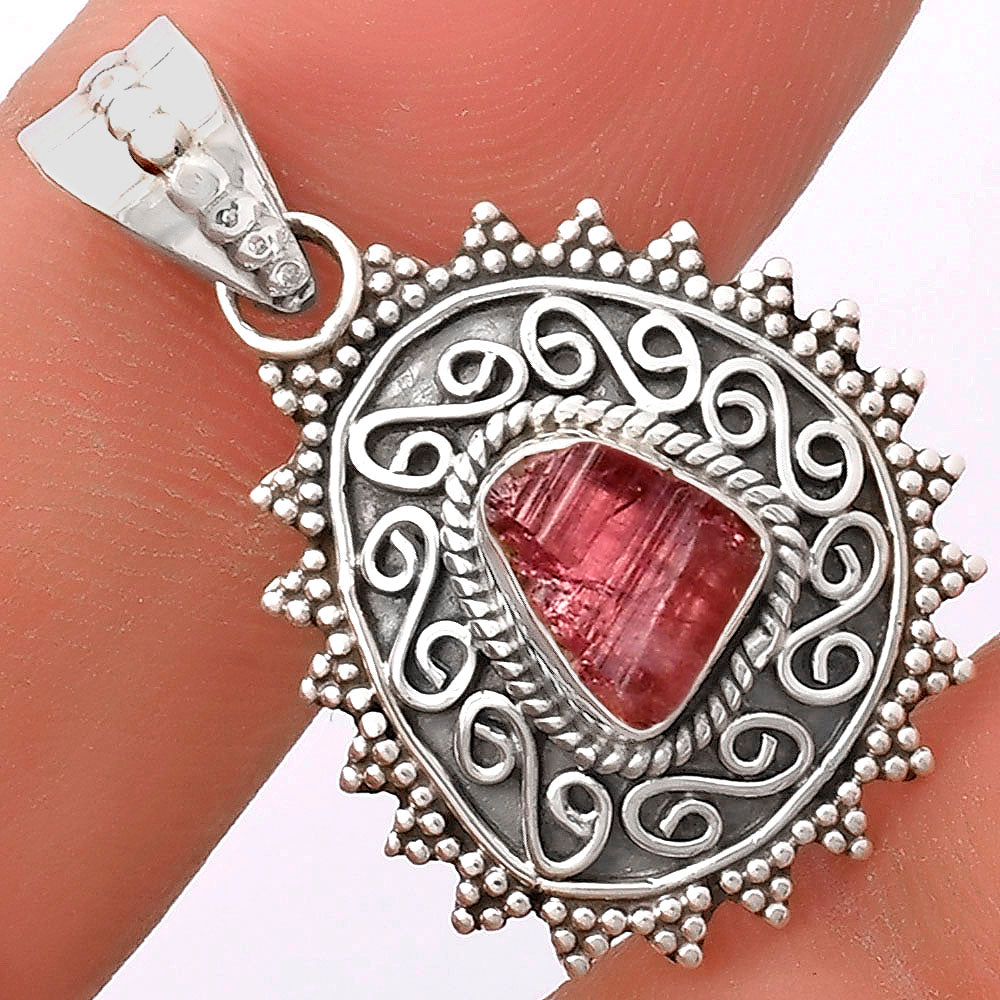 Filigree - Pink Tourmaline Rough Pendant P-1214 SDP118660