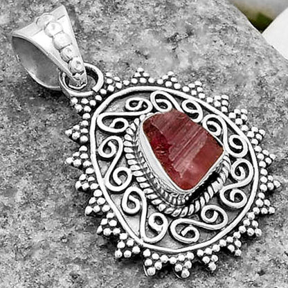 Filigree - Pink Tourmaline Rough Pendant P-1214 SDP118660