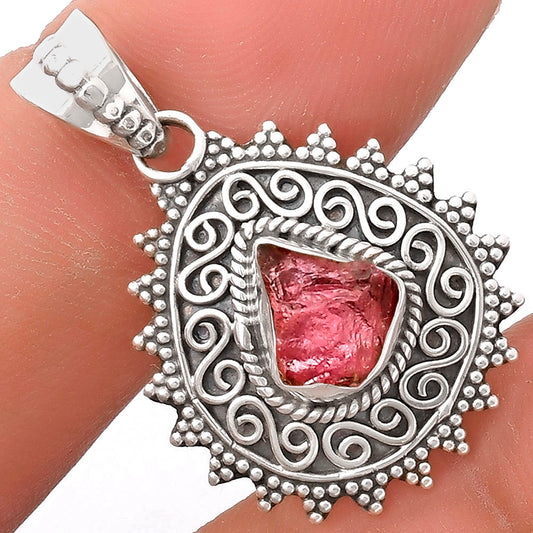 Filigree - Pink Tourmaline Rough Pendant P-1214 SDP118661