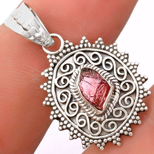 Filigree - Pink Tourmaline Rough Pendant P-1214 SDP118662