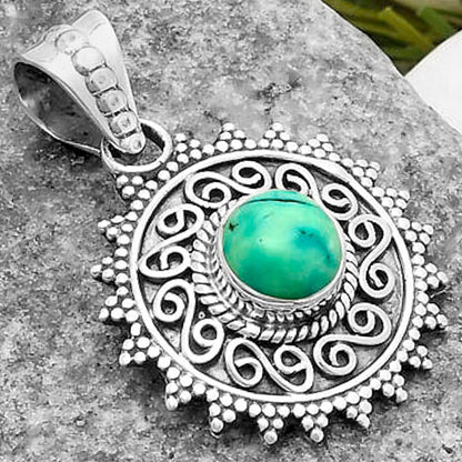 Filigree Natural Turquoise Magnesite Pendant P-1214 SDP118671
