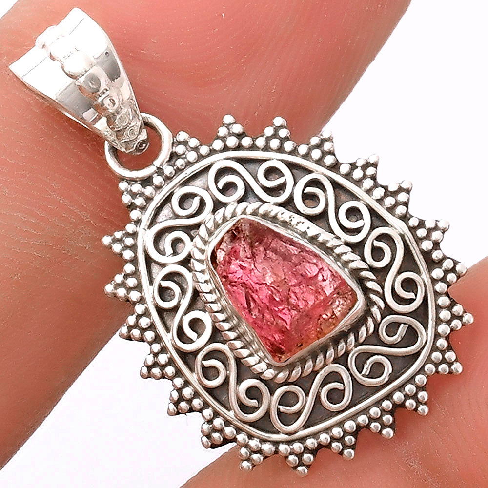 Filigree - Pink Tourmaline Rough Pendant P-1214 SDP118675