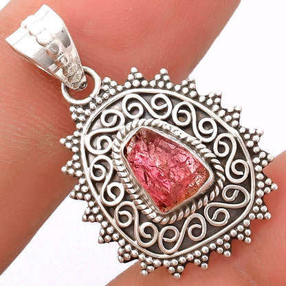 Filigree - Pink Tourmaline Rough Pendant P-1214 SDP118675