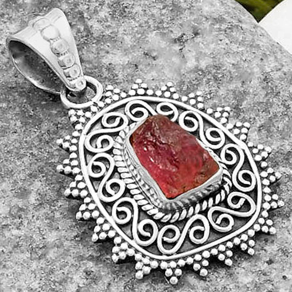 Filigree - Pink Tourmaline Rough Pendant P-1214 SDP118675