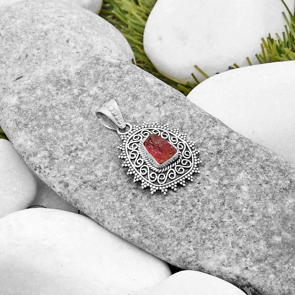 Filigree - Pink Tourmaline Rough Pendant P-1214 SDP118675
