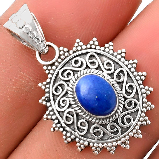 Filigree Natural Lapis Afghanistan Pendant P-1214 SDP118679