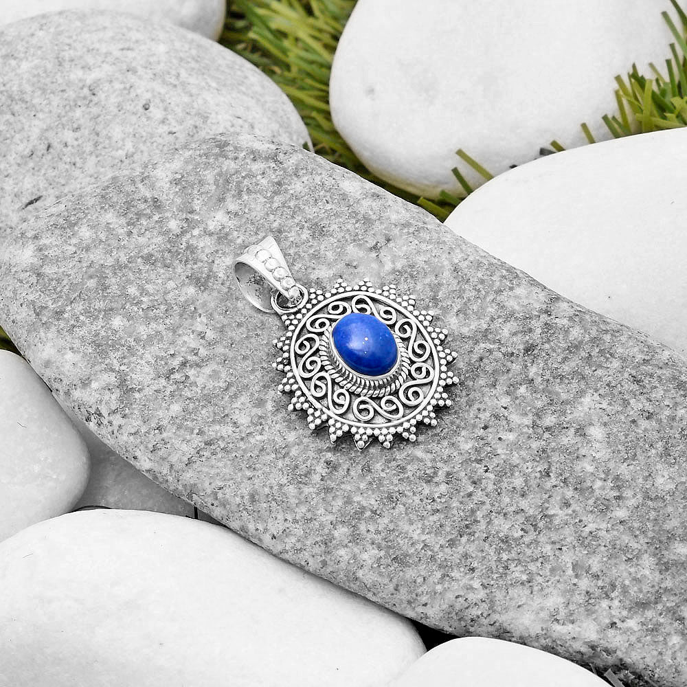 Filigree Natural Lapis Afghanistan Pendant P-1214 SDP118679