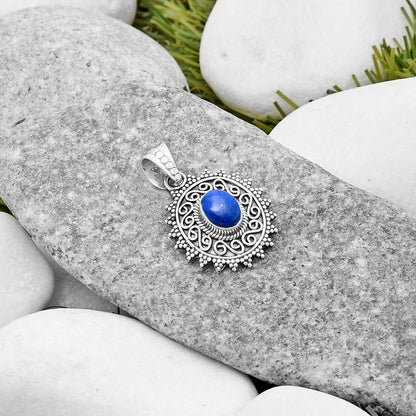 Filigree Natural Lapis Afghanistan Pendant P-1214 SDP118679