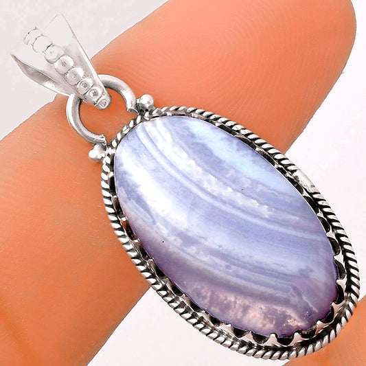 Natural Blue Lace Agate South Africa Pendant P-1515 SDP118703
