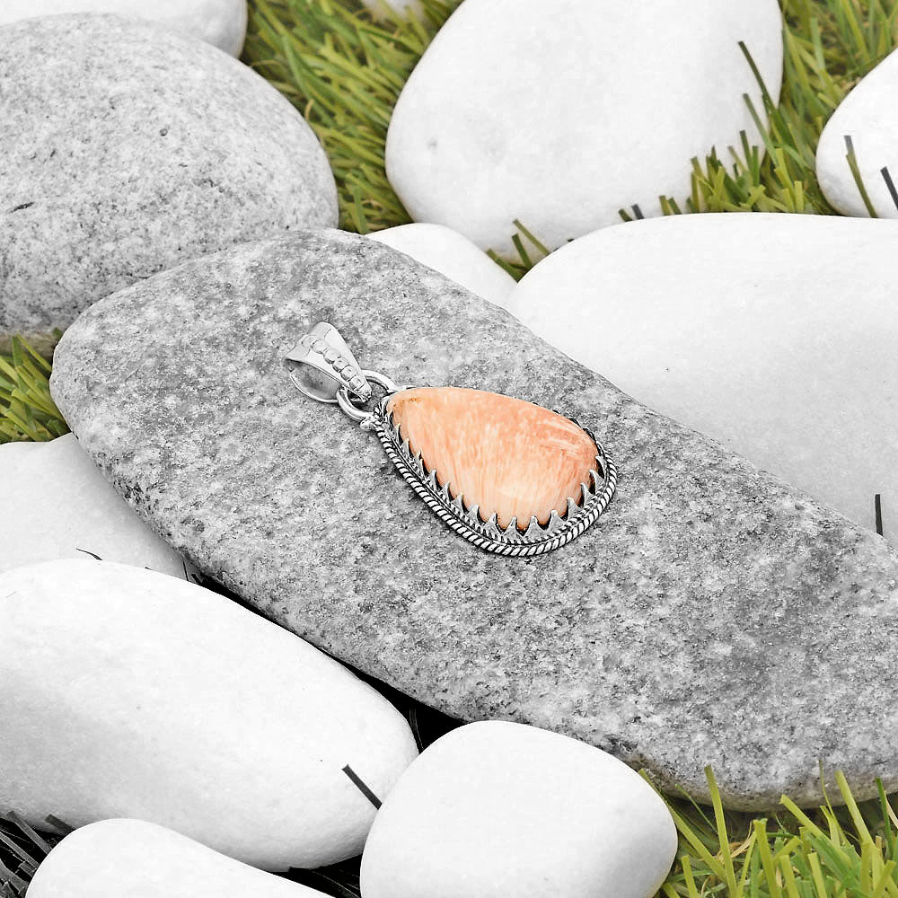 Natural Orange Scolecite - India Pendant P-1515 SDP118738