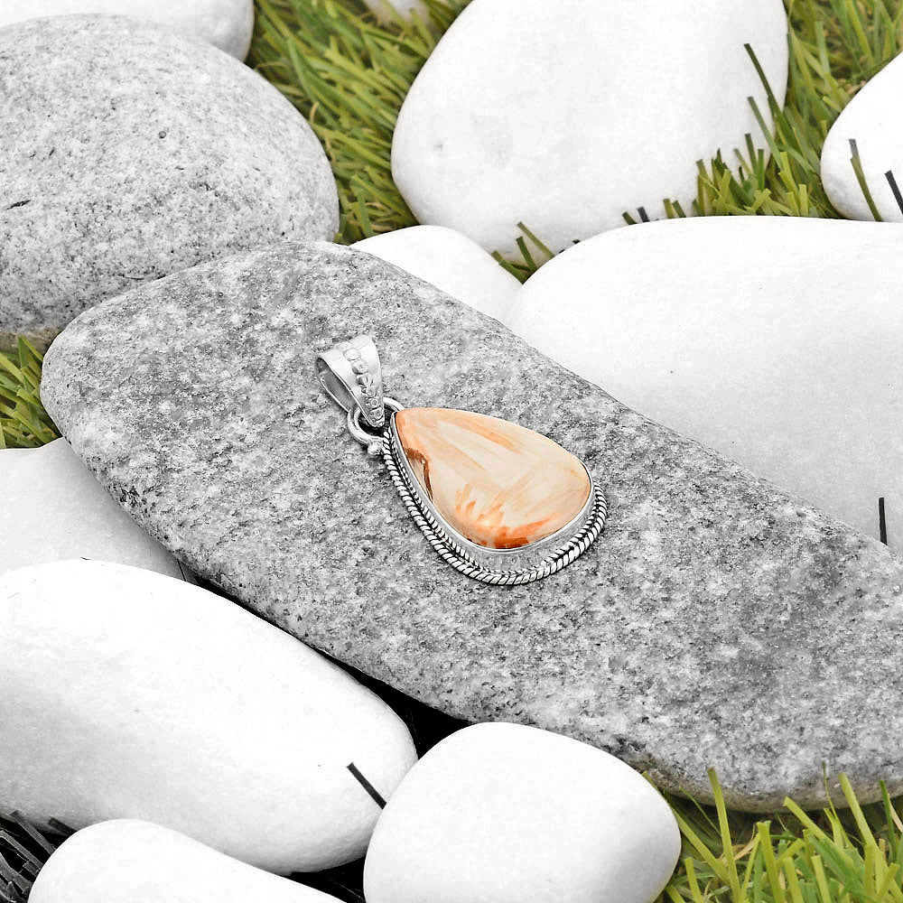 Natural Orange Scolecite - India Pendant P-1056 SDP118741