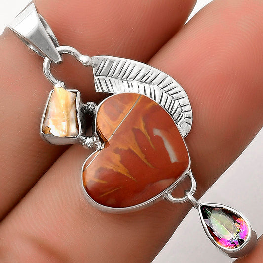 Heart Noreena Jasper, Pearl & Mystic Topaz Pendant P-1414 SDP118746