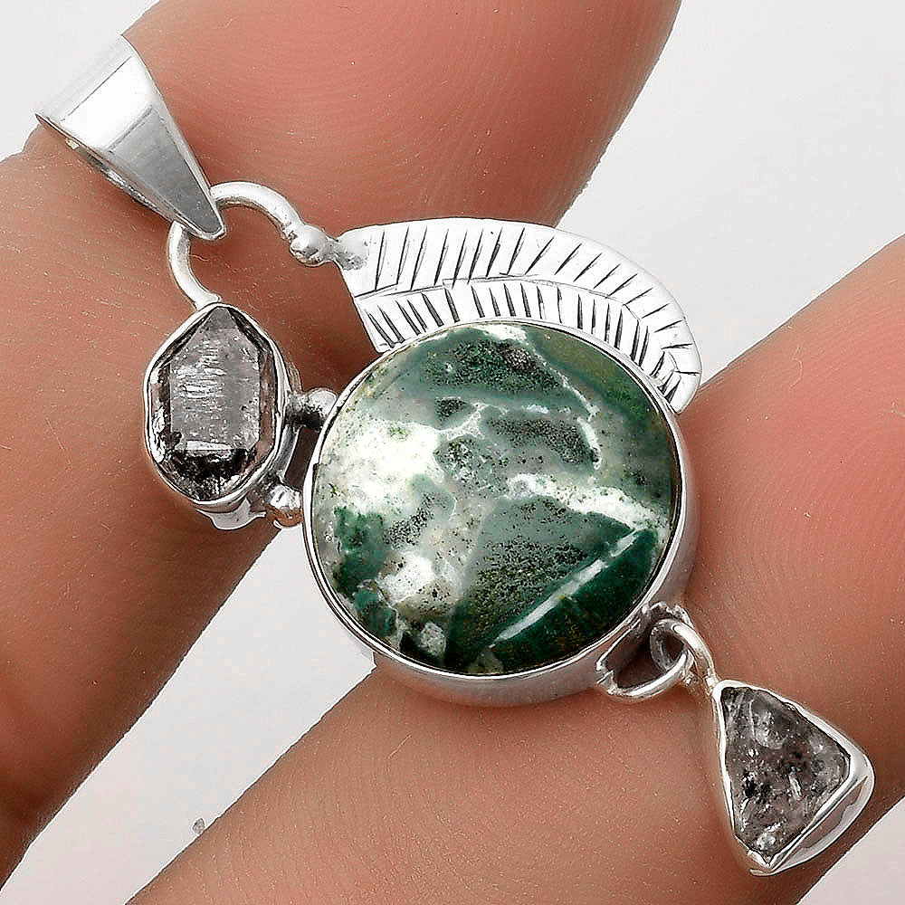 Larsonite Jasper & Herkimer Diamond Pendant P-1414 SDP118751