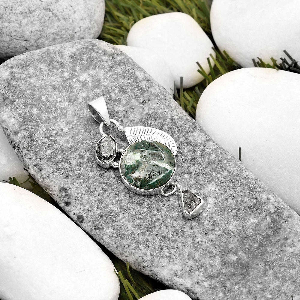 Larsonite Jasper & Herkimer Diamond Pendant P-1414 SDP118751
