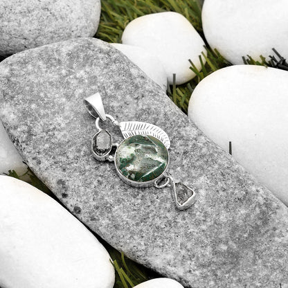 Larsonite Jasper & Herkimer Diamond Pendant P-1414 SDP118751