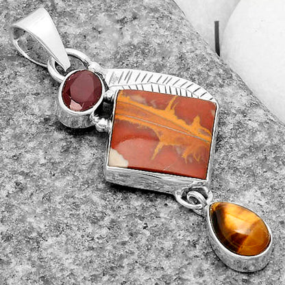 Noreena Jasper, Garnet & Tiger Eye Pendant P-1414 SDP118770