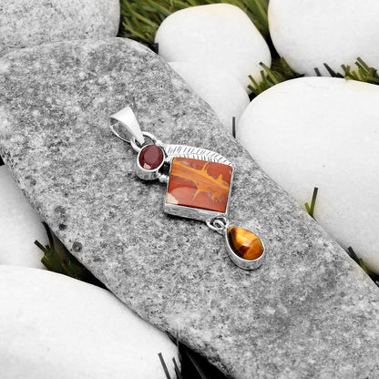 Noreena Jasper, Garnet & Tiger Eye Pendant P-1414 SDP118770