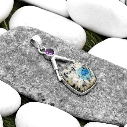K2 Blue Azurite In Quartz & Amethyst Pendant P-1600 SDP119537