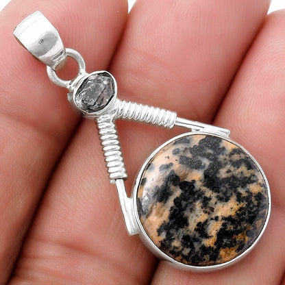 Russian Honey Dendrite Opal & Herkimer Diamond Pendant P-1600 SDP119538