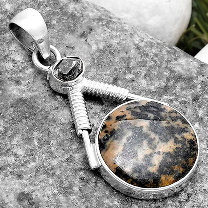 Russian Honey Dendrite Opal & Herkimer Diamond Pendant P-1600 SDP119538