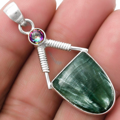 Russian Seraphinite & Mystic Topaz Pendant P-1600 SDP119539