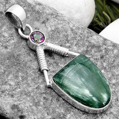 Russian Seraphinite & Mystic Topaz Pendant P-1600 SDP119539