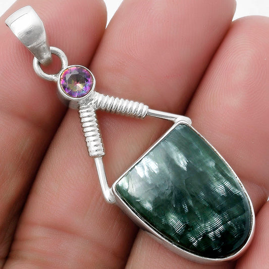 Russian Seraphinite & Mystic Topaz Pendant P-1600 SDP119541