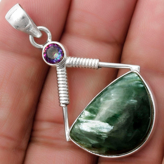 Russian Seraphinite & Mystic Topaz Pendant P-1600 SDP119542
