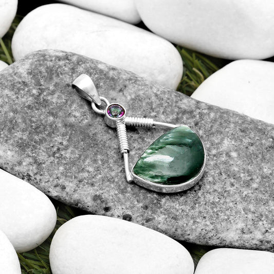 Russian Seraphinite & Mystic Topaz Pendant P-1600 SDP119542