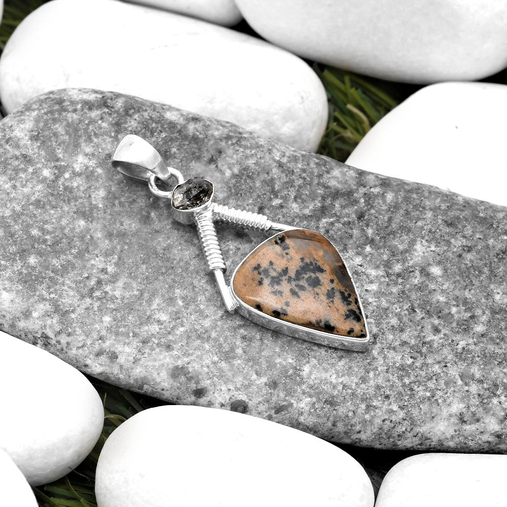 Russian Honey Dendrite Opal & Herkimer Diamond Pendant P-1600 SDP119543