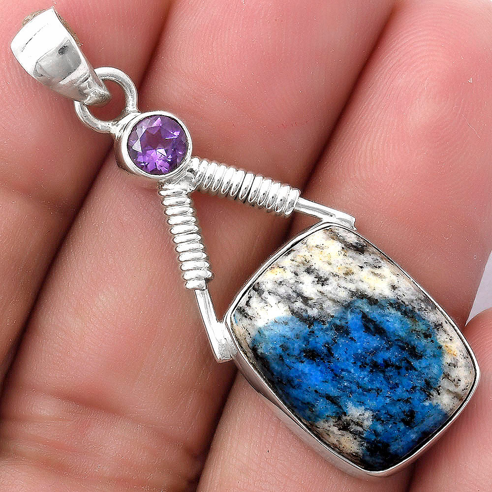 K2 Blue Azurite In Quartz & Amethyst Pendant P-1600 SDP119545