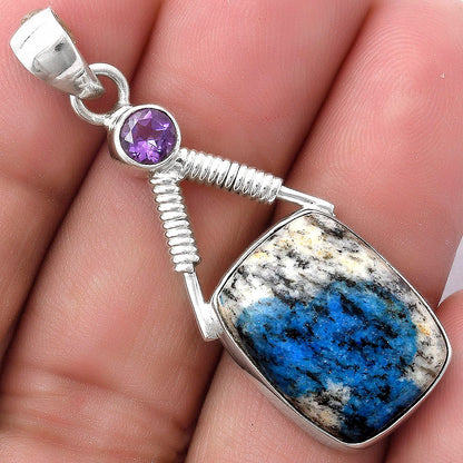 K2 Blue Azurite In Quartz & Amethyst Pendant P-1600 SDP119545