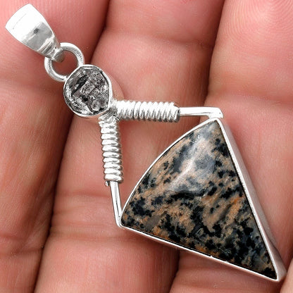 Russian Honey Dendrite Opal & Herkimer Diamond Pendant P-1600 SDP119546