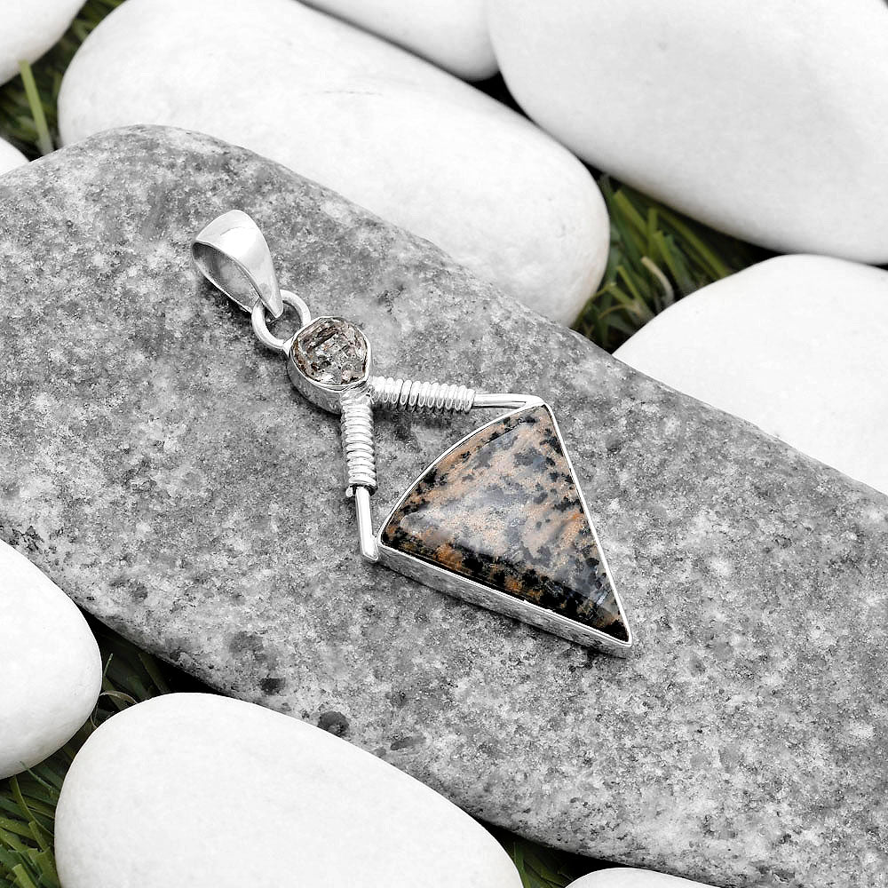 Russian Honey Dendrite Opal & Herkimer Diamond Pendant P-1600 SDP119546