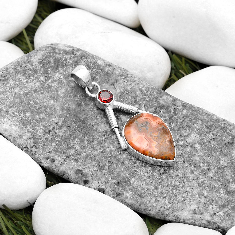 Rare Cady Mountain Agate & Garnet Pendant P-1600 SDP119556