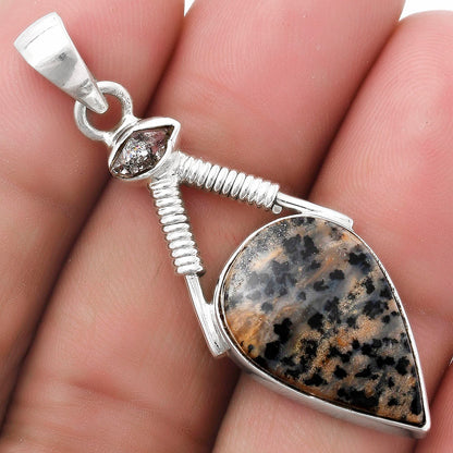 Russian Honey Dendrite Opal & Herkimer Diamond Pendant P-1600 SDP119562