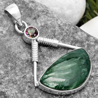 Russian Seraphinite & Mystic Topaz Pendant P-1600 SDP119569